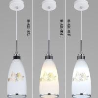 金花-单头圆盘12瓦白光 led餐厅吊灯三头水晶灯现代简约饭厅灯玻璃创意吧台餐桌灯具家用