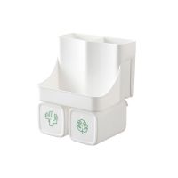 2杯+牙刷架 牙刷架套装多功能家用免打孔吸壁式洗漱牙刷置物架挤牙膏器805