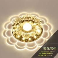 3W暖光 富贵花[暗装] 七彩led水晶过道灯走廊灯简约门厅灯创意玄关灯吸顶灯客厅天花灯