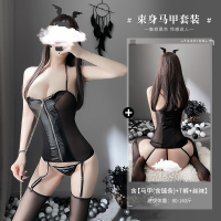 黑色(马甲+T裤+丝袜) 均码(建议体重80-140斤) 情趣内衣激情套装性感睡衣骚免脱透视衣服挑逗大码性趣制服诱惑女