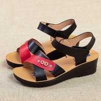 黑色 3027 35 2021夏季时尚女士带钻凉鞋休闲舒适中老年妈妈鞋户外便捷透气平底