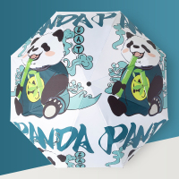 熊猫手动款图外 三折,内侧黑胶 97cm 个性熊猫全自动雨伞男学生折叠伞女晴雨两用创意太阳伞遮阳伞防晒