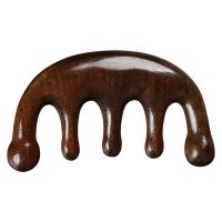 [黑檀木]五指圆头 黑檀按摩梳头部经络梳子女防静电家用按摩便携小梳子宽齿大齿梳男