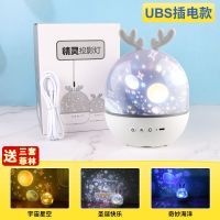 可爱鹿插电款[可摘灯罩]+3套灯片 小夜灯台灯星空投影仪灯氛围灯创意生日礼物女旋转蓝牙音乐浪漫