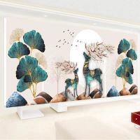 福禄双全[100*40] cm 5D钻石画满钻发财鹿十字绣钻石贴钻点钻客厅钻石绣砖石画卧室