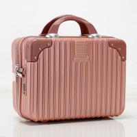 铆钉款(玫瑰金) 14寸(密码锁+隔层) 小型行李箱女轻便简约随身化妆包可挂行李箱手提款化妆箱大容量