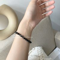纯色黑色串珠[女] 无礼盒 情侣手链一对日韩版男士黑色珠子手链男女学生闺蜜创意天然串珠