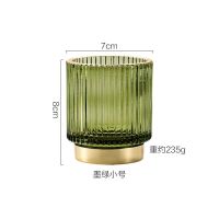 收纳筒-墨绿小号 小西家 北欧复古墨绿金边玻璃笔筒化妆刷收纳筒插花花瓶桌面摆件