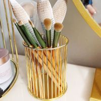 金色竖纹刷通 ins风化妆刷收纳架子桶便捷眼影眉笔眼线笔桌面大容量置物架神器
