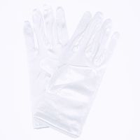 短款白色[长约20厘米] 多颜色中长款弹力缎色丁包指婚纱手套舞台生日宴会派对礼服配件