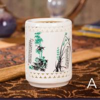 A款梅兰竹菊笔筒 景德镇陶瓷器创意镂空笔筒装饰品办公室桌面饰品工艺品摆件