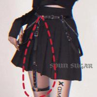 黑色脚环 多用腰链背带链 暗黑嘻哈潮范腰带朋克皮制爱心腰链腿环链条皮带