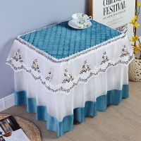 超柔绒布沙边款素色蓝 宽40长40高40cm 床头柜罩盖布盖巾欧式床头柜保护罩小桌子防尘布多用巾蕾丝防尘巾