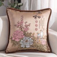 家和万事兴(咖啡) 48X48cm[不含芯]单个 沙发抱枕欧式靠垫刺绣抱枕床头大靠背车载方形靠垫办公室靠枕含芯