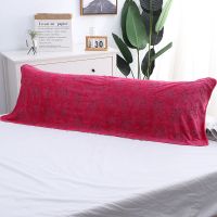 玫红玫瑰120 53X120厘米 纳米纤维磨绒烫花双人枕巾长枕巾加大超柔55X150cm多彩枕布/床围,