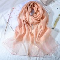 裸粉-金边 70*190 秋冬桑蚕丝丝巾精品真丝羊毛围巾女高档洋气百搭披肩时尚保暖纱巾