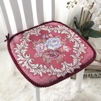 牡丹花开-酒红 45x43cm小号(有绑带) 欧式餐椅垫坐垫可拆洗凳子垫椅垫田园布艺餐桌椅子坐垫现代简约