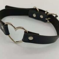桃心黑色项圈 小仙女铃铛项圈萝莉女仆牵引绳皮革二次元项圈桃心猫头多款式项圈