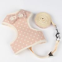 韩式粉色圆点 S(3-6斤适用) 狗狗牵引绳遛狗绳泰迪猫咪小型犬宠物用品晚礼服胸背狗链子拴狗绳