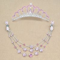 粉色 A款皇冠 大号皇冠头饰儿童生日礼物水晶钻额头链女孩眉心链盘头发饰套装