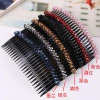 水晶发梳[1个]颜色随机发 中号 发夹女成人水晶钻头饰品压发梳插梳防滑顶夹一字夹刘海夹碎发卡子