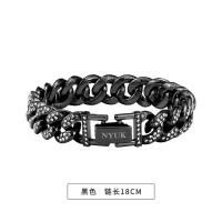 黑色 18cm 古巴手链镶钻多色王一同款 嘻哈轻奢小众设计情侣手环男潮