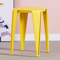 黄色-加厚版 塑料凳子家用客厅加厚成人高板凳餐桌圆凳子可摞叠现代简约小板凳