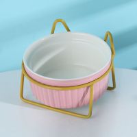 单碗 送金色支架 粉色 猫碗陶瓷猫食盆双碗保护颈椎猫咪碗水碗架猫粮碗狗碗陶瓷宠物狗盆