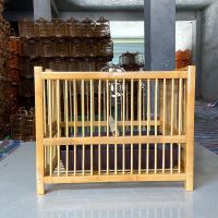 洗澡笼(带盘子+站杆) 洗澡笼鸟笼冲凉笼竹制方形画眉鸟笼子大号八哥鸟用具用品配件