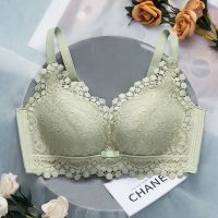 草绿色[高质量款] 店主推荐 32/70AB 80-90斤 小胸专用内衣女聚拢防下垂平胸胸罩加厚无钢圈蕾丝收副乳上托性感