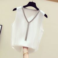 白色 S 吊带背心女外穿宽松性感无袖小背心西装内搭打底衫女洋气雪纺小衫