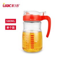 (红)580ML 玻璃油壶防漏家用酱油瓶醋壶套装厨房调味瓶香油瓶罐大小号