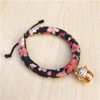 黑色繁花 XS-超小型 日本和风猫咪项圈猫铃铛狗狗刻字猫圈颈圈脖圈猫绳子项链宠物用品