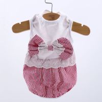 红色条纹蝴蝶结裙 S-约适合3-5斤(体重仅供参考) 狗狗衣服夏季狗裙子狗婚纱宠物婚纱礼服公主裙蓬蓬裙泰迪狗连衣裙