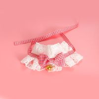 红色格子 XS码-15-20CM 宠物蕾丝项圈 围嘴 猫咪狗狗蕾丝围嘴 铃铛项圈 脖圈饰品