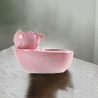 原创智能莲花饮水机[粉色] 猫咪智能饮水机宠物活泉饮水瓷器宠物自动喂水神器多层过滤出水