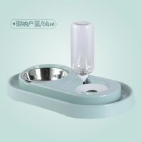 饮水喂食一体器(御纳蓝色) 宠物自动喂食器猫咪水粮一体投食机猫粮喂食器自动饮水机猫不湿嘴