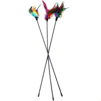 鸡毛铃铛逗猫棒(颜色随机) 一根装 逗猫玩具逗猫棒钢丝羽毛铃铛长杆弹力宠物小猫咪玩的互动解闷神器