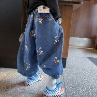 6030蓝色 130cm 男童牛仔裤秋装2021款中大童休闲长裤子洋气男女孩束脚裤宽松跳舞