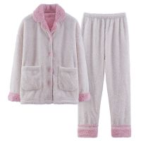 D926女款- M 睡衣女秋冬季珊瑚绒加厚保暖睡衣男洋气高档法兰绒家居服套装