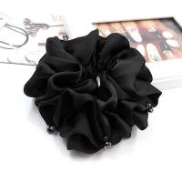 黑色 大号优雅缎面扎头发圈韩国成人发绳水钻头绳发饰布艺头饰盘发头花