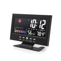 台式彩屏温湿度计(带电池) SNKOL数显电子数字干湿温度计室内温湿度计家用台式温度表带闹钟