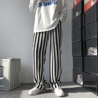 白色 M 发型师潮牌男装高级感vibe国潮高街裤子黑白竖条纹阔腿休闲裤男秋