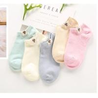 彩色布标5双装 袜子女韩版短袜夏季薄款ins短袜女夏棉袜子女日系可爱少女船袜潮