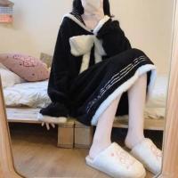 睡裙 S 秋冬睡衣睡裙女学生套装ins珊瑚绒加绒加厚可爱长款公主风外出