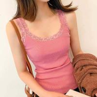不加绒-莲花粉 M (80-100)斤 冬季保暖内衣女韩版蕾丝花边吊带背心女加绒加厚内搭打底衫上衣