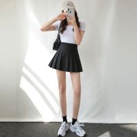 黑色 (带安全裤) XS (建议75斤以下)) 黑色高腰百褶裙带安全裤大码半身裙女短裙学生夏季百搭A字裙时尚