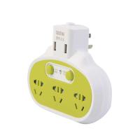 苹果绿 无夜灯USB(无遥控) 夜灯转换器无线插座多用多功能插排USB一转三电源扩展开关插头
