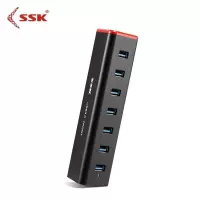 红黑七口带电源 一拖七带电源usb分线器集线器电脑扩展器转换器370USB3.0
