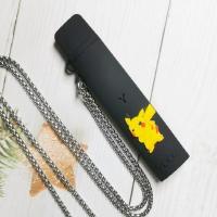 柚子黑色皮卡丘+金属挂链 柚子保护套丫OOZ二代硅胶壳电子器2烟套挂绳链一代1防尘嘴套yoooz